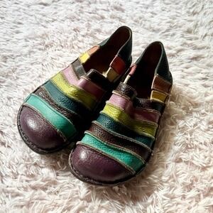 Rainbow Leather Spring Step Firefly Colorful Hippie Granola SlipOn Shoes Womens7